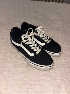 Vans Black Canvas Low-Top Sneakers with White Side Stripe